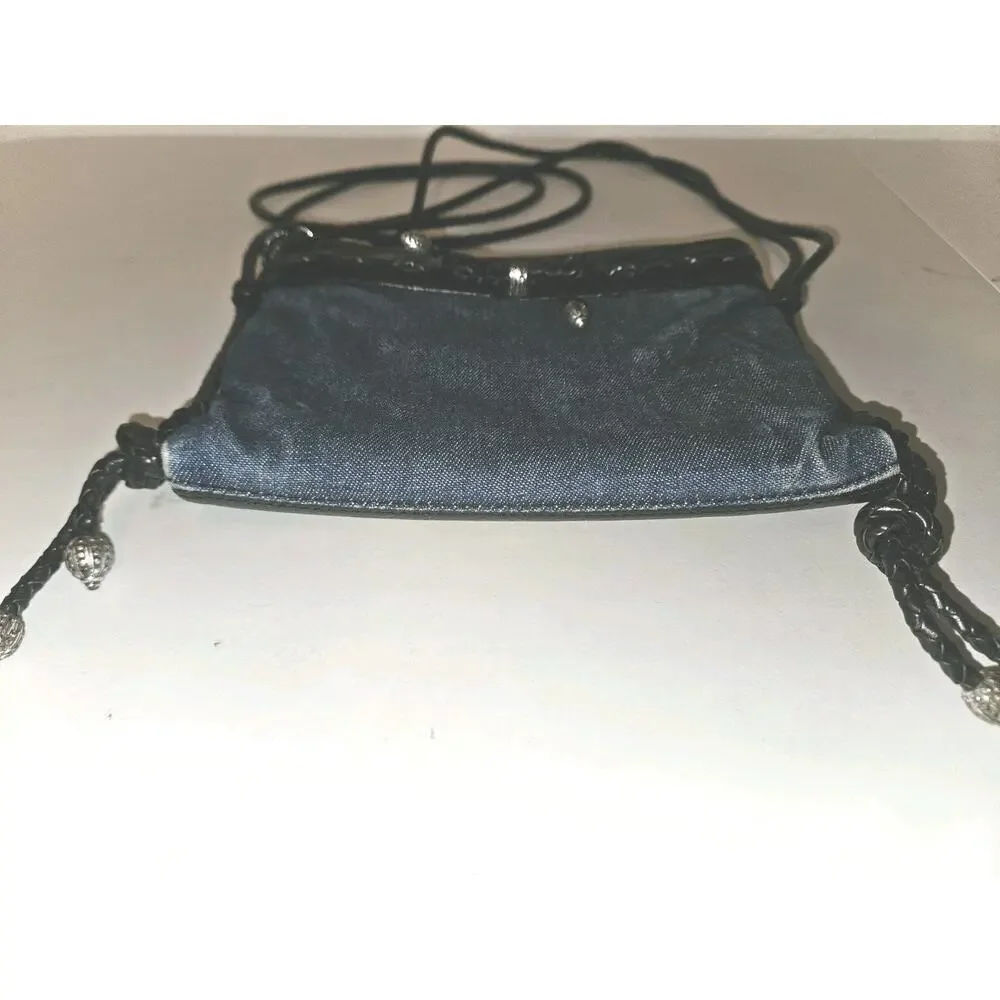 Brighton Denim and Leather Crossbody Bag Purse 8x7